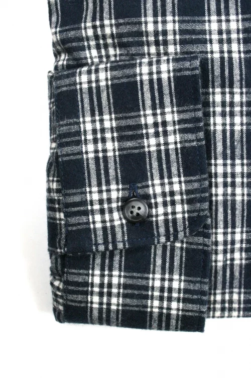 Chemise Manches Longues Sport Carreau Gratte Modern Pb Bleu Fonce – Image 2