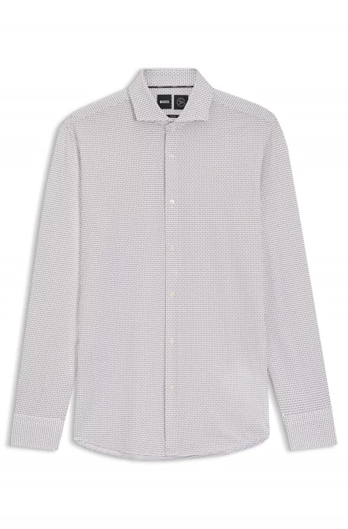 Chemise Manches Longues Ville Performance Losange Beige Moyen