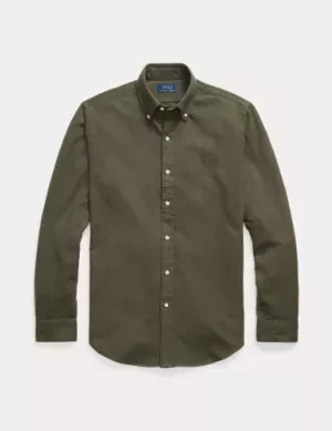 Chemise Manches Longues Sport Oxford Gratte Kaki Fonce