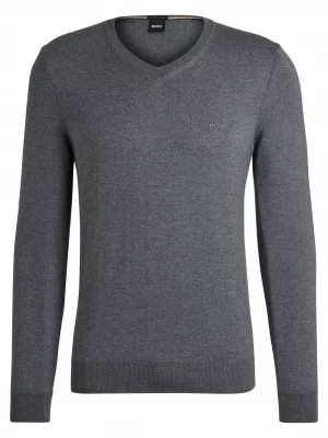 Pull Col V Merinos V Uni Gris Moyen