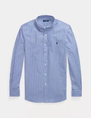 Chemise Manches Longues Sport Slim Rayure Baton Bleu Moyen