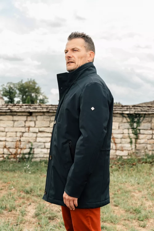 Grosse Piece Parka Nylon 3 Zips Blue Black Noir Fonce – Image 2