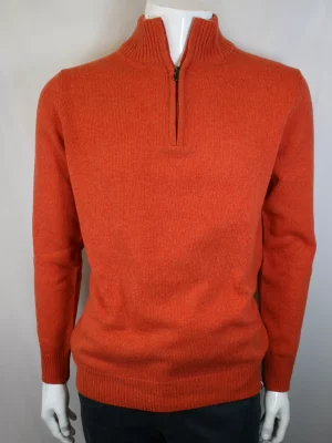 Pull Col Cheminee Lambswool 1/2 Zip Orange Fonce