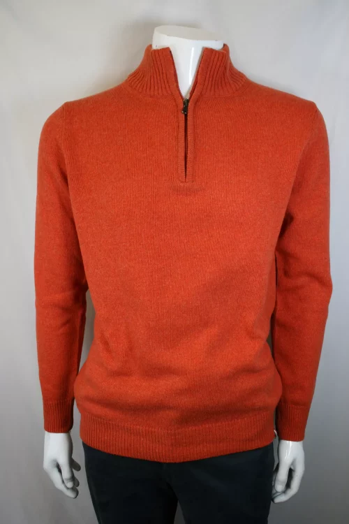 Pull Col Cheminee Lambswool 1/2 Zip Orange Fonce