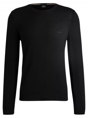Pull Col Rond Merinos Rond Uni Noir Fonce