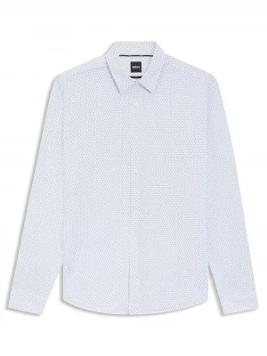 Chemise Manches Longues Ville Performance Imprime Geometrique Bleu Clair