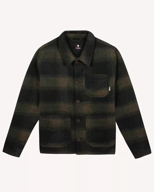 Veste Ville Surchemise Carreau Kaki Moyen