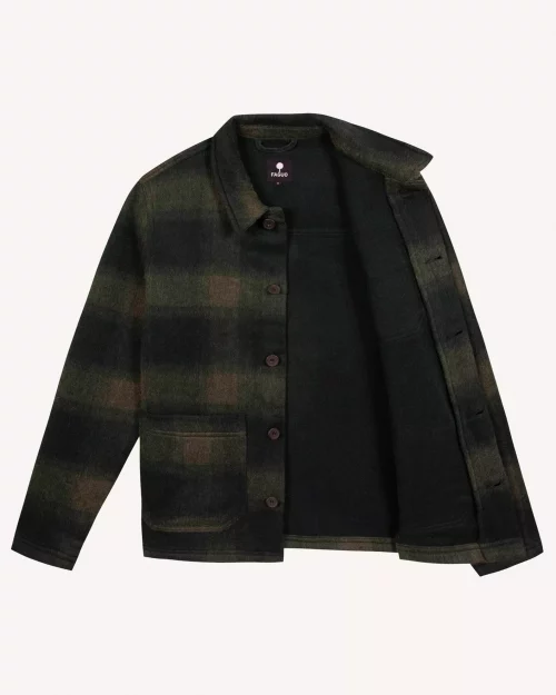 Veste Ville Surchemise Carreau Kaki Moyen – Image 3