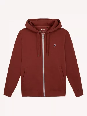 Gilet Manches Longues Molleton Zip Rouge Fonce