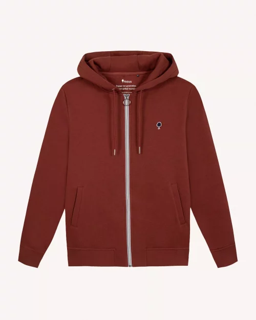 Gilet Manches Longues Molleton Zip Rouge Fonce
