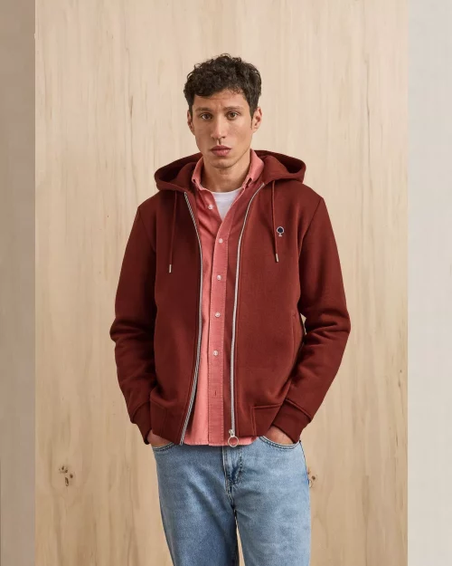 Gilet Manches Longues Molleton Zip Rouge Fonce – Image 2