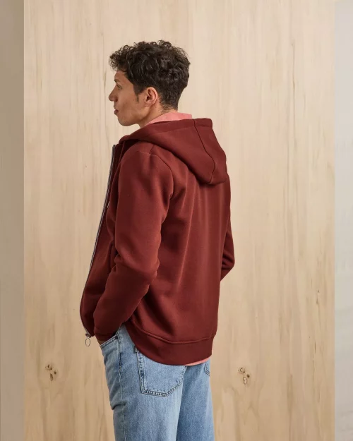 Gilet Manches Longues Molleton Zip Rouge Fonce – Image 3