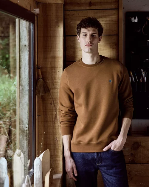 Pull Sweat  Molleton Rdc Uni Beige Moyen – Image 2