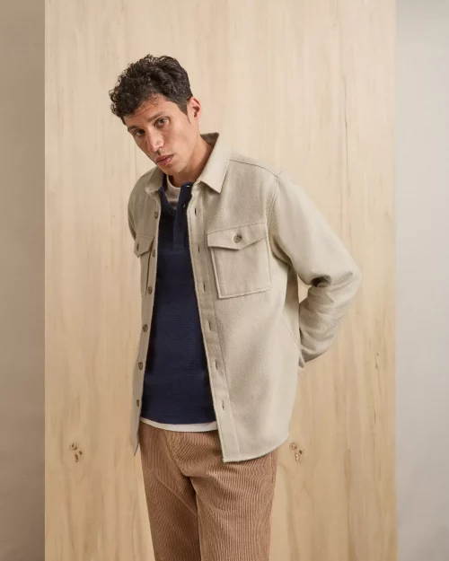 Chemise Manches Longues Sport Diago Grattee Beige Clair – Image 2