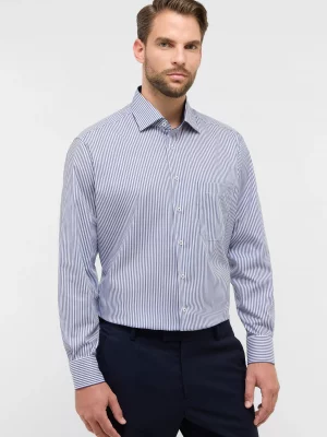 Chemise Manches Longues Ville Rayure Baton Bleu Moyen