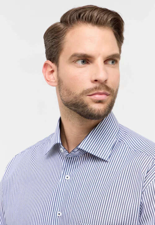 Chemise Manches Longues Ville Rayure Baton Bleu Moyen – Image 2