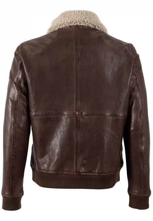 Cuir Blouson Agneau Bord Cote Beige Fonce – Image 2
