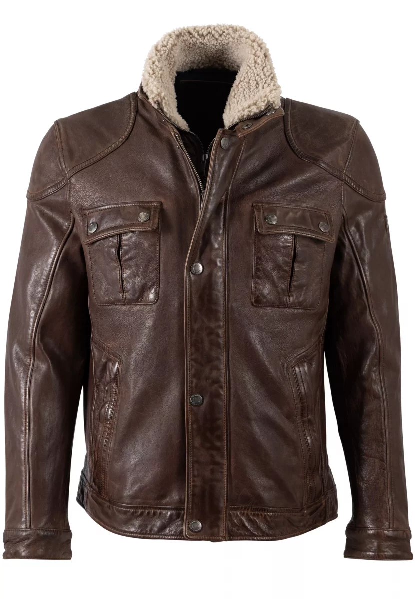 Cuir Blouson Agneau 2pp Beige Fonce