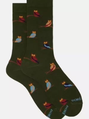 Accessoire Chaussettes Coton Hibou Kaki Fonce