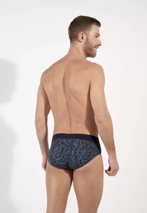 Accessoire Slip Imprime Vegetal Bleu Fonce