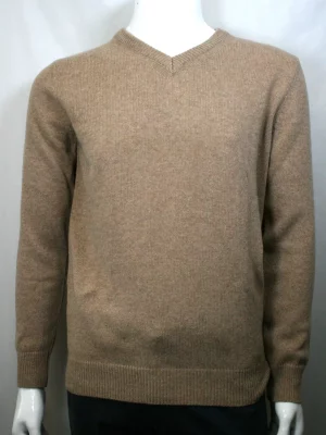 Pull Col V Lambswool V Beige Moyen