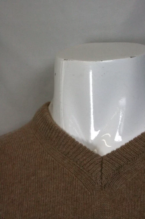 Pull Col V Lambswool V Beige Moyen – Image 2