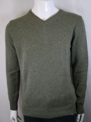 Pull Col V Lambswool V Vert Moyen