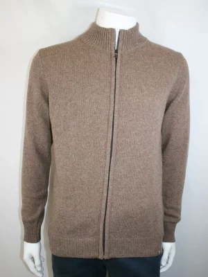 Gilet Manches Longues Lambswool Gilet Zip Beige Moyen
