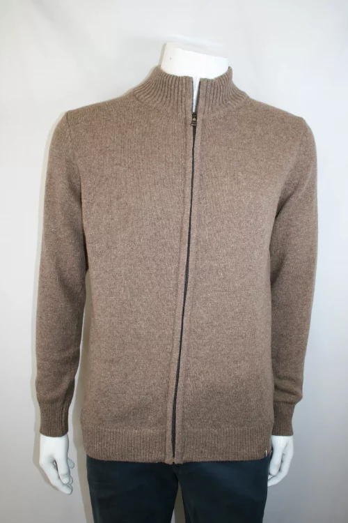 Gilet Manches Longues Lambswool Gilet Zip Beige Moyen
