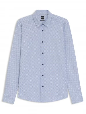Chemise Manches Longues Ville Performance Imprime Alveole Bleu Clair