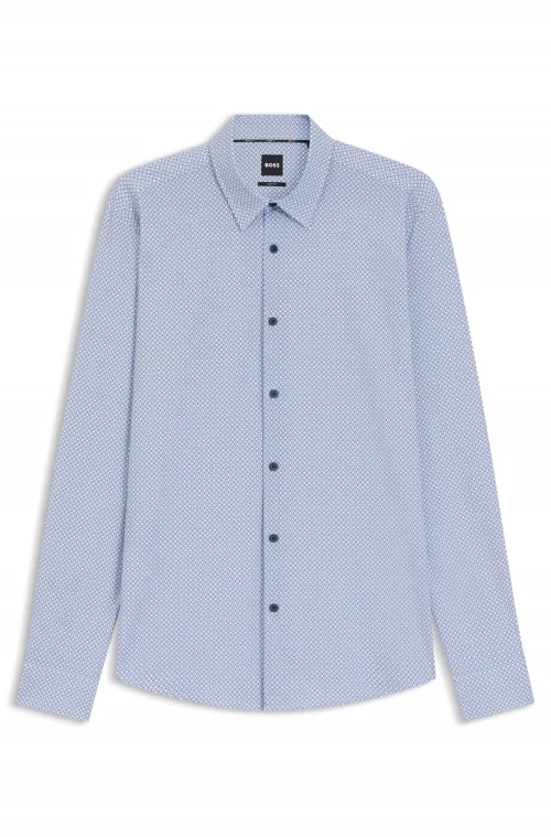 Chemise Manches Longues Ville Performance Imprime Alveole Bleu Clair