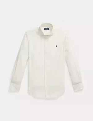 Chemise Manches Longues Sport Custom Velours Uni Beige Clair
