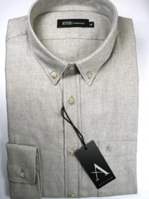 Chemise Manches Longues Sport Gratte Uni Modern Gris Clair