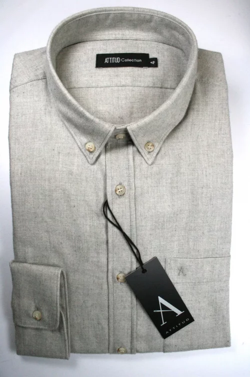 Chemise Manches Longues Sport Gratte Uni Modern Gris Clair
