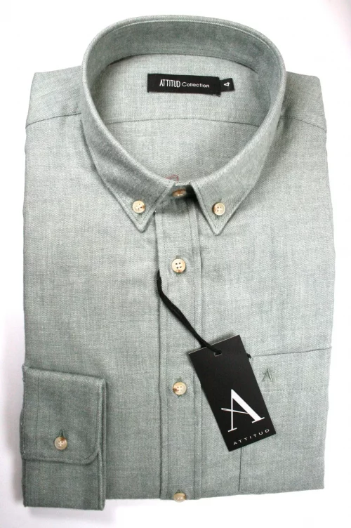 Chemise Manches Longues Sport Gratte Uni Modern Vert Clair