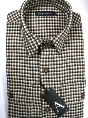 Chemise Manches Longues Sport Surchemise Carreau Beige Beige Moyen
