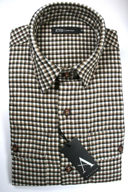 Chemise Manches Longues Sport Surchemise Carreau Beige Beige Moyen