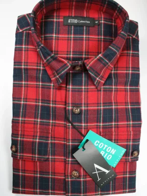 Chemise Manches Longues Sport Surchemise Carreau Rouge Rouge Moyen
