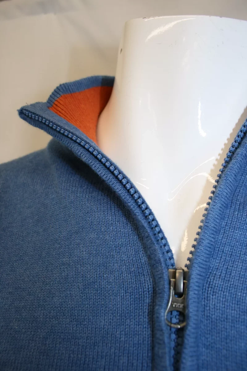 Pull Col Cheminee Coton Laine Bleu Moyen – Image 2