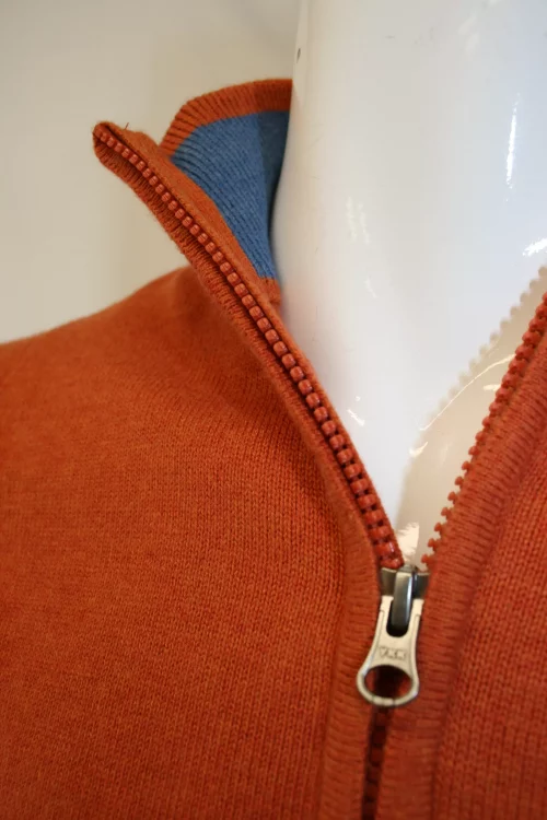 Pull Col Cheminee Coton Laine Orange Moyen – Image 2