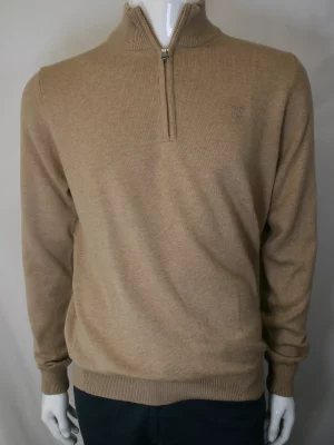 Pull Col Cheminee Coton Laine Beige Clair