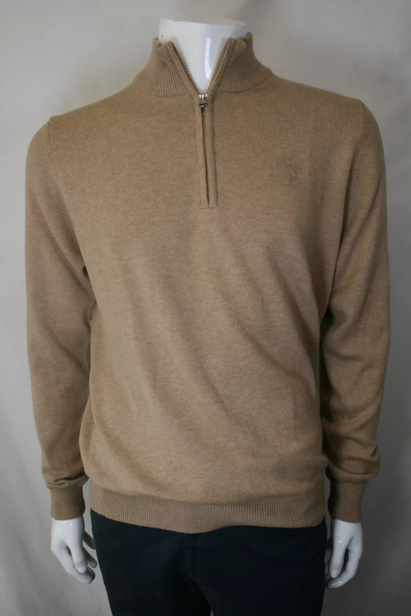 Pull Col Cheminee Coton Laine Beige Clair