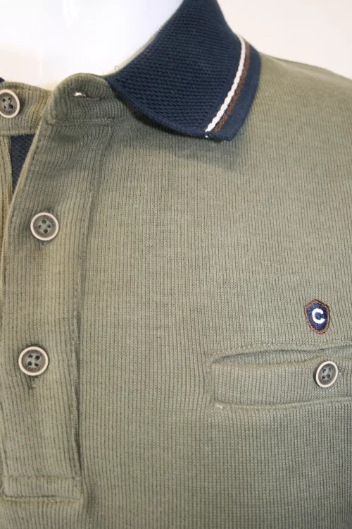 Polo Manches Longues French Rib Col Oppo Kaki Moyen – Image 2