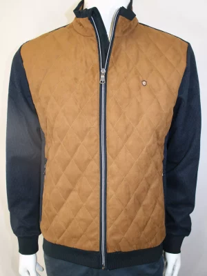 Gilet Manches Longues Bi Matiere Beige Moyen
