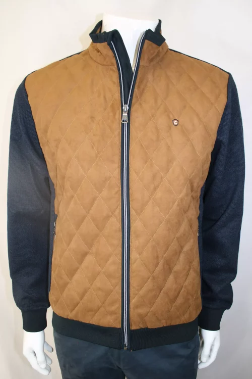 Gilet Manches Longues Bi Matiere Beige Moyen