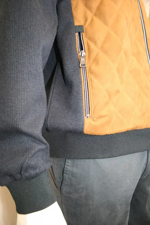 Gilet Manches Longues Bi Matiere Beige Moyen – Image 2