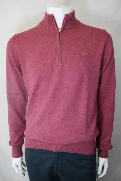Pull Col Cheminee Coton Laine Rose Moyen