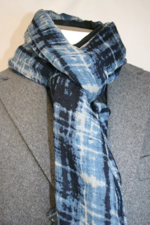 Accessoire Echarpe Laine Tie & Dye Bleu Moyen