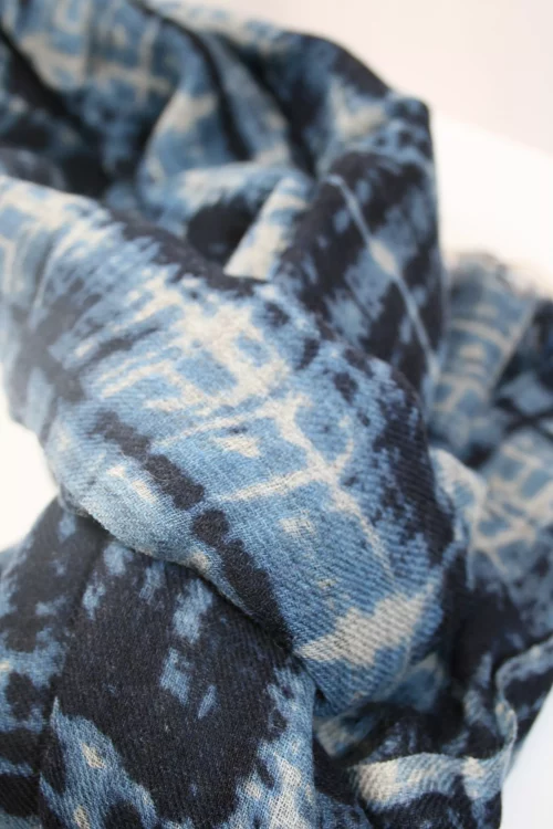 Accessoire Echarpe Laine Tie & Dye Bleu Moyen – Image 2