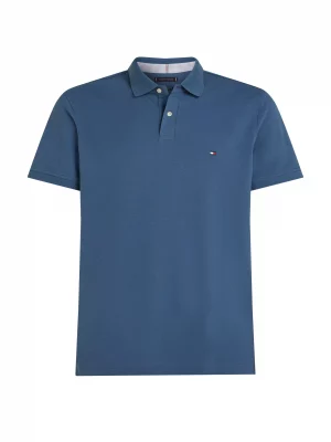Polo Manches Courtes Regular Pique Uni Bleu Moyen